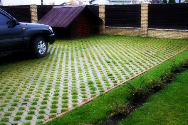 Бетонная газонная решетка укладка плитки-решетки из бетона на газоне формы и размеры